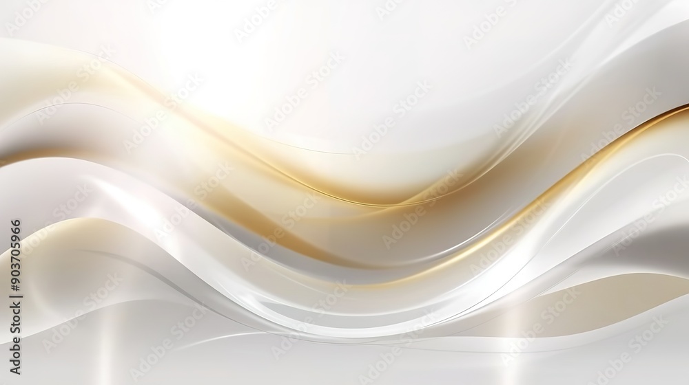 Abstract background with wavy white and gold lines. Abstract background with wavy white and gold lines.