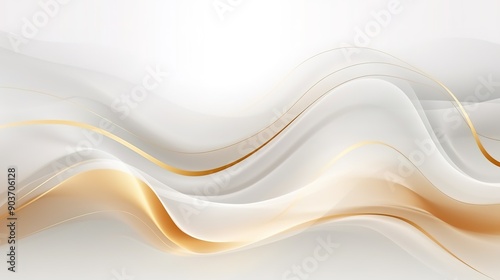 Abstract background with white and gold flowing curves.