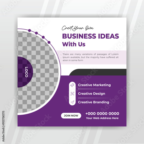 Unique purple business social media post design 