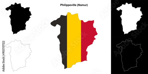 Philippeville arrondissement outline map set photo