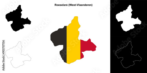 Roeselare arrondissement outline map set photo