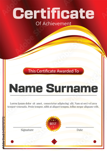 certificate design gradients red and gold color full and background with elements 