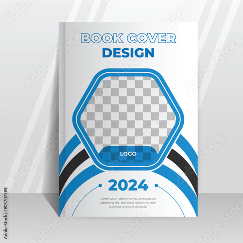 Blue creative book cover design template 