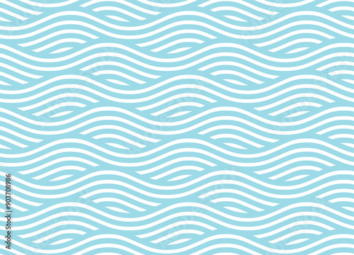 Seamless pattern with light blue waves