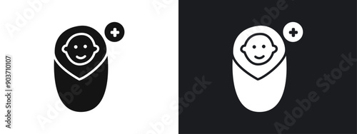 Adding a new birth icon linear graphics set vector in black