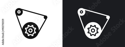 belt drive icon linear graphics set vector in black