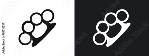brass knuckles icon linear graphics set vector in black
