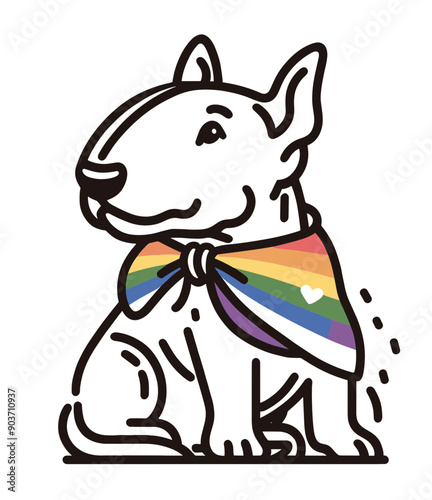  Bull Terrier Dog With LGBTQ Rainbow Pride Flag Funny Pround Mom Dad of Gay Lesbian Ally   Vector Clipart