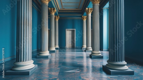 Interior of a museum showcasing architectural columns from different periods