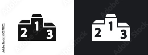 champion podium icon linear graphics set vector in black