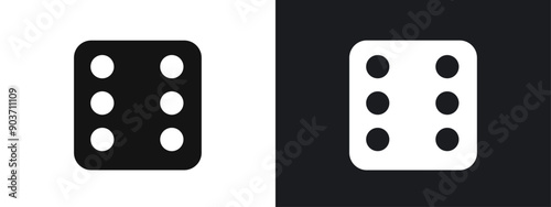Dice Six Icon linear graphics set vector in black