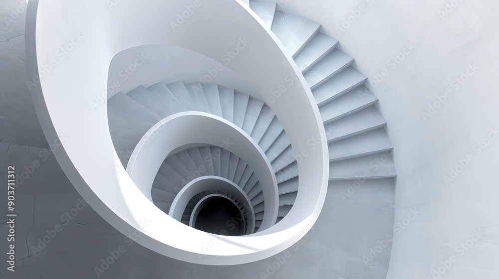 Fototapeta premium Architectural detail of a spiral staircase in a modern office building