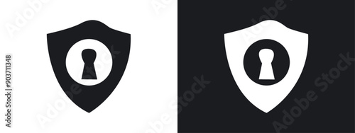 key hole icon linear graphics set vector in black