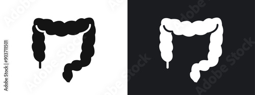 Large intestine icon linear graphics set vector in black