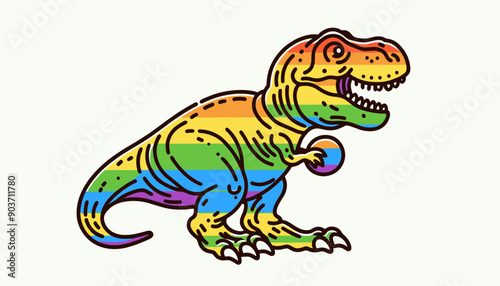  T rex With LGBTQ Rainbow Pride Flag Funny Pround Mom Dad of Gay Lesbian Ally  Vector Clipart 