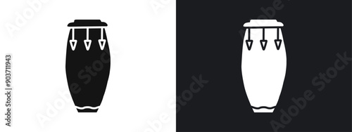 Conga drum icon linear graphics set vector in black