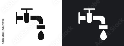 Water tap icon linear graphics set vector in black