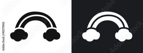 Rainbow icon linear graphics set vector in black