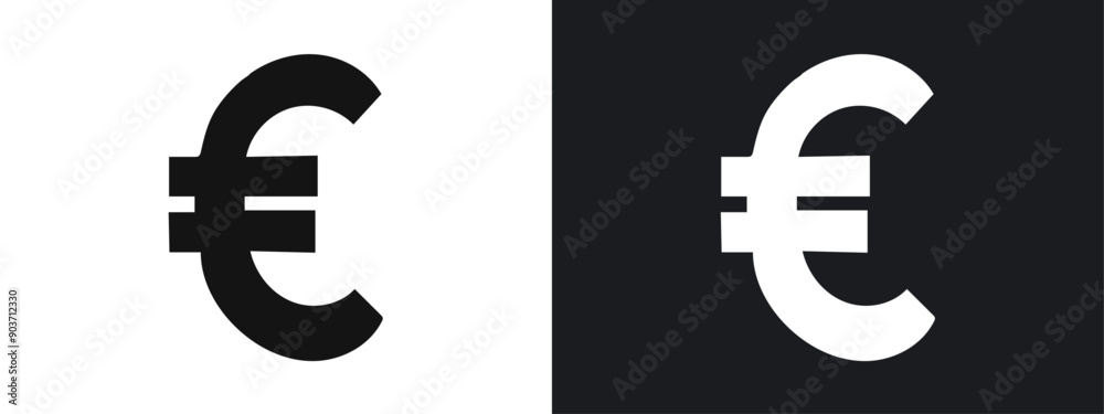 euro sign icon linear graphics set vector in black euro sign icon linear graphics set vector in black