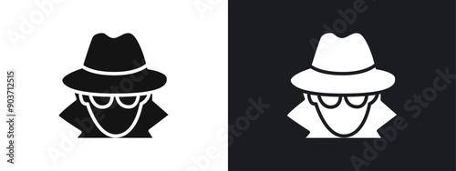 Secret agent icon linear graphics set vector in black