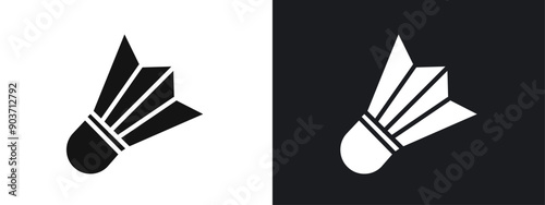 Shuttlecock icon linear graphics set vector in black
