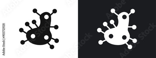 Microbe icon linear graphics set vector in black