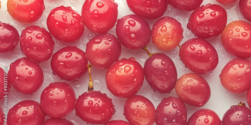 Close-Up on Fresh Grapes: Dewy Berries with Droplets, Exuding Natural Vitality and Temptation. Close-Up on Fresh Grapes: Dewy Berries with Droplets, Exuding Natural Vitality and Temptation.