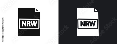 NRW File Document Icon linear graphics set vector in black