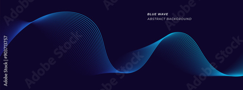 Minimalist abstract wave lines gradient color on dark background. Dynamic wave pattern. Suit for banner, poster, cover, brochure, website. Eps 10