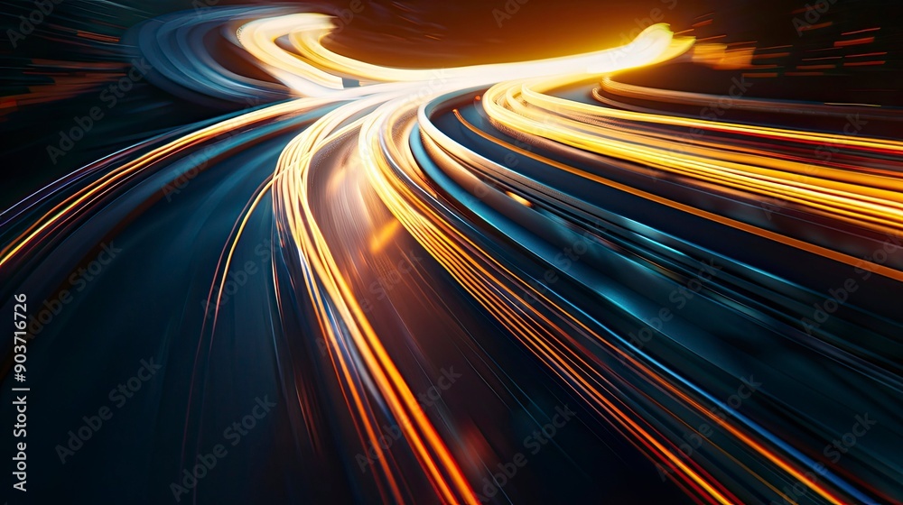 Dynamic abstract light trails with a sense of movement. Dynamic abstract light trails with a sense of movement.