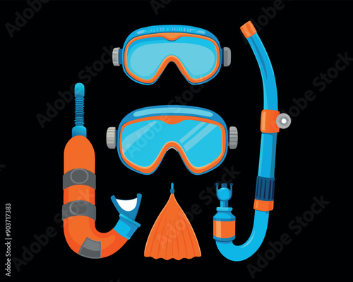 Set Snorkeling vector illustration vector design