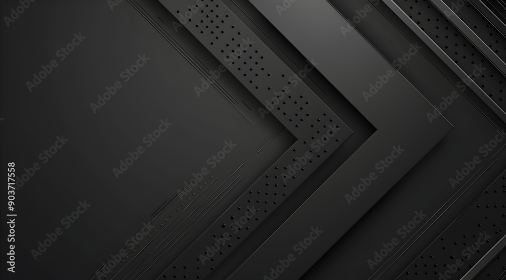 Black background with an arrow in a diagonal layout featuring geometric shapes in a high contrast gray color tone in the modern style with an abstract design leaving a large area of blank space on the Black background with an arrow in a diagonal layout featuring geometric shapes in a high contrast gray color tone in the modern style with an abstract design leaving a large area of blank space on the