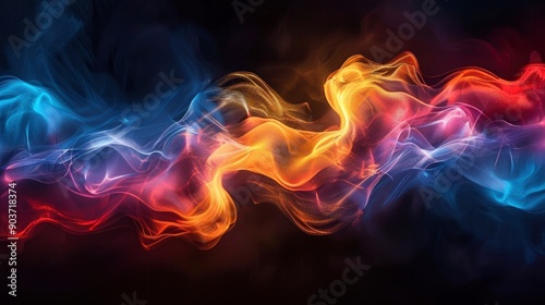 Dynamic colorful waves on a black background.