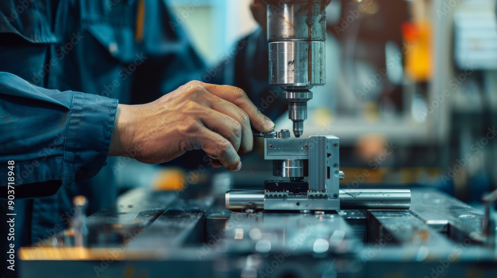 A skilled worker operates machinery in an industrial setting, focusing on precision and craftsmanship in a detailed, high-tech environment. A skilled worker operates machinery in an industrial setting, focusing on precision and craftsmanship in a detailed, high-tech environment.