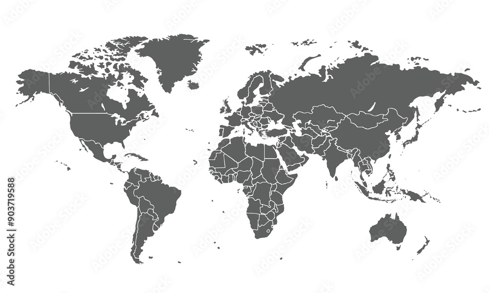 World map isolated on white background. for website layouts, background, education, precise, customizable, Travel worldwide, map silhouette backdrop, earth geography, political, reports. World map isolated on white background. for website layouts, background, education, precise, customizable, Travel worldwide, map silhouette backdrop, earth geography, political, reports.