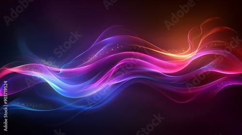 beautiful and colorful rainbow color smoke, wave, fog flow on dark background