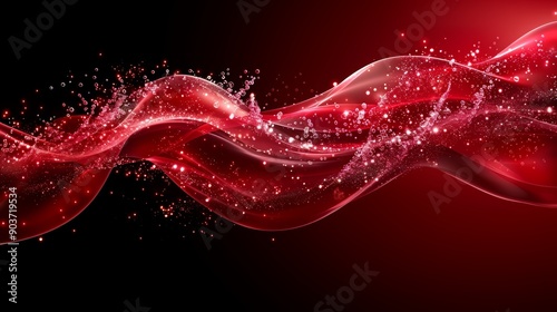 beautiful and colorful smoke, wave, fog flow background, confetti and glitter in Bokeh, main colors are red and pink on dark background
