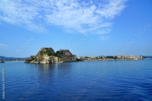 View of Corfu Island in Ionian Sea in Greece.