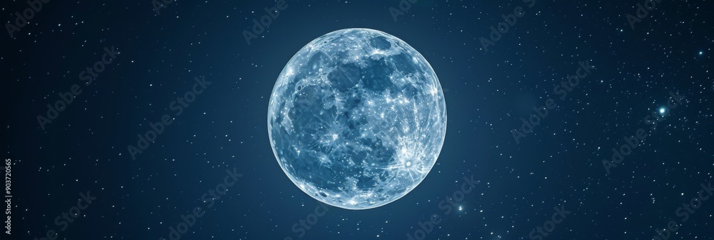 Close up view of a night full Moon reveals its rugged terrain, with craters, mountains, and valleys Close up view of a night full Moon reveals its rugged terrain, with craters, mountains, and valleys