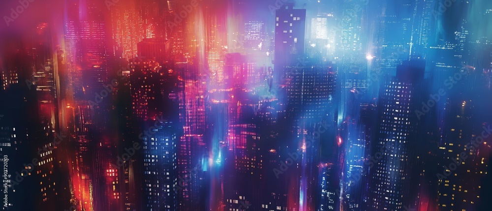Enchanting Abstract Cityscape with Glowing Windows Enchanting Abstract Cityscape with Glowing Windows