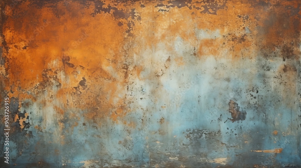 Rusty orange and blue grunge metal texture background with ample copy space for your text Rusty orange and blue grunge metal texture background with ample copy space for your text