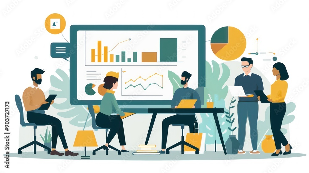 Wide view of a webinar conference with multiple speakers Wide view of a webinar conference with multiple speakers