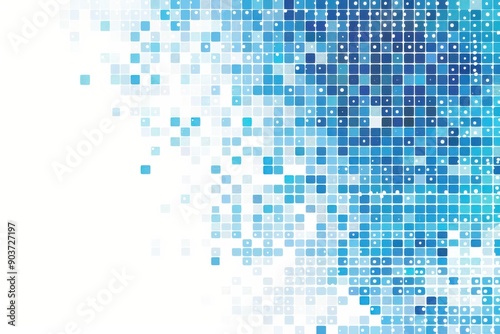 Obraz na płótnie Abstract blue pixel grid background w salonie
