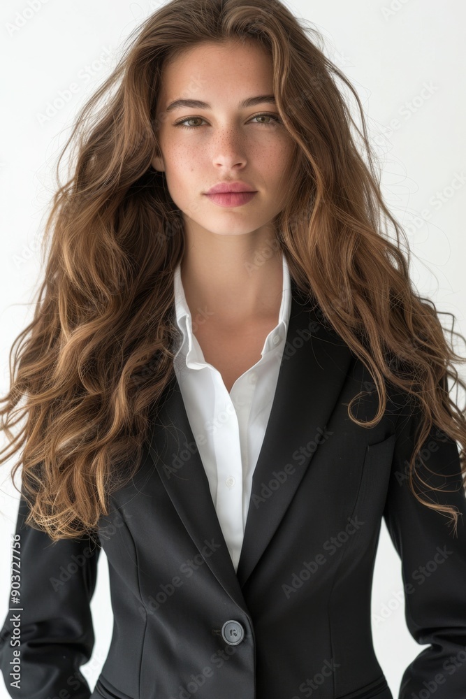 A businesswoman wearing formal suit isolated created with Generative AI A businesswoman wearing formal suit isolated created with Generative AI