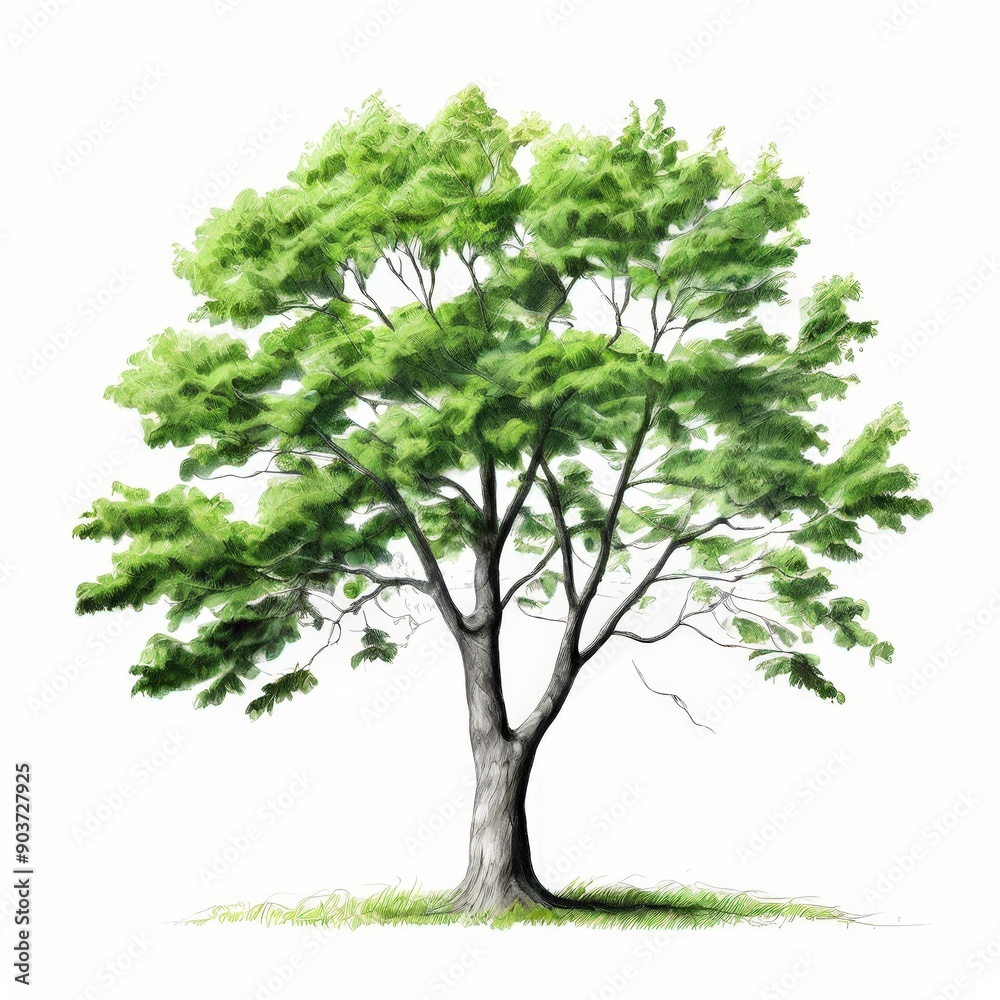 Fototapeta premium the AI Image Generator, a tree with vibrant green leaves against a black background