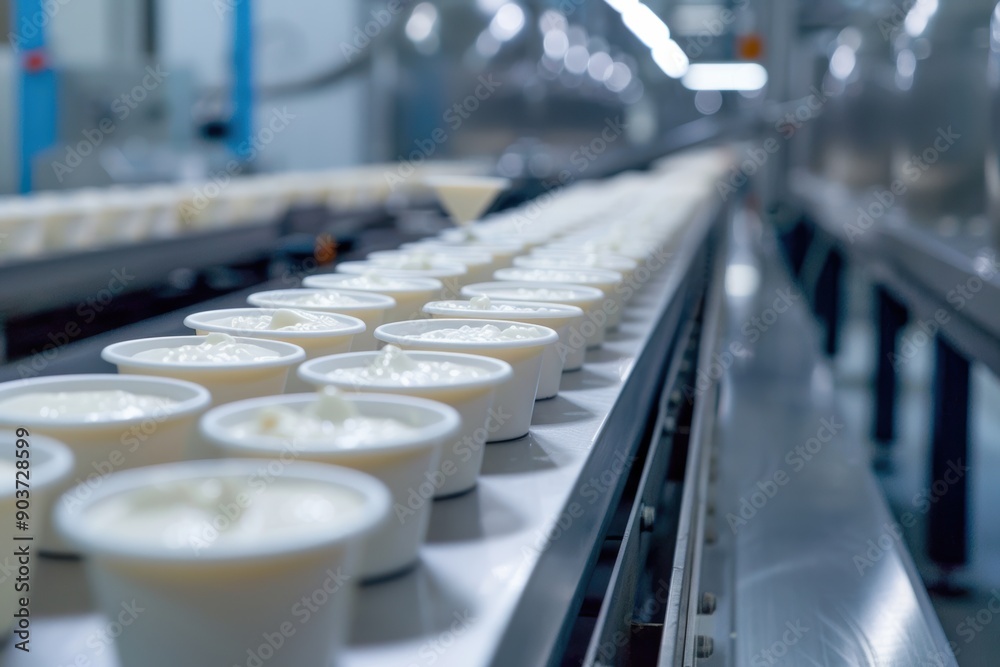 AI smart food factory in white tones, advanced robotics and automation technology. AI smart food factory in white tones, advanced robotics and automation technology.