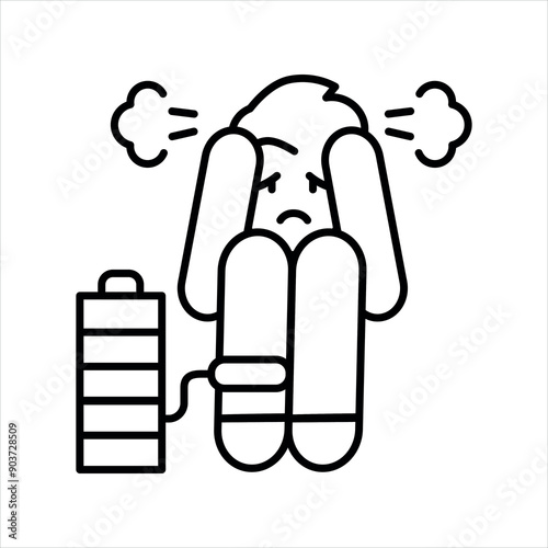 Burnout syndrome line color icon Sign for web page