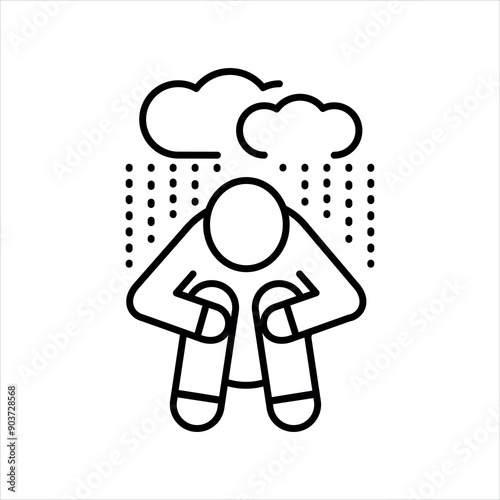 Depression line black icon Sign for web page