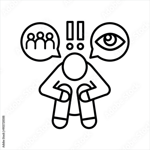 Social phobia line color icon Sign for web page