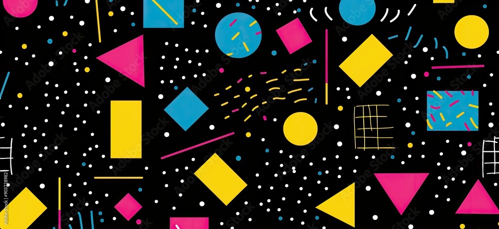 Abstract Geometric Shapes on Grid Background